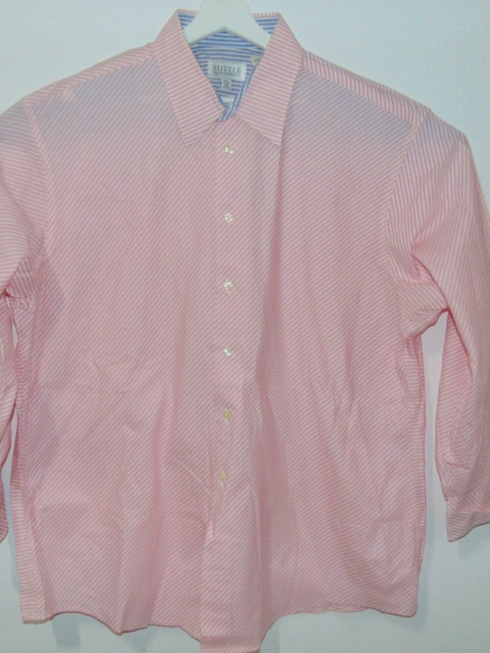 Tuttle Distinctive Sportswear Mens XL Pink Striped Cotton Button Front Casual